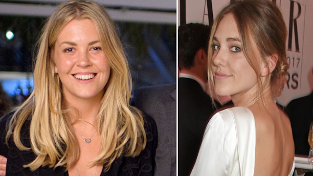 Phoebe Knatchbull in a black outfit next to her step-sister Daisy in a white dress