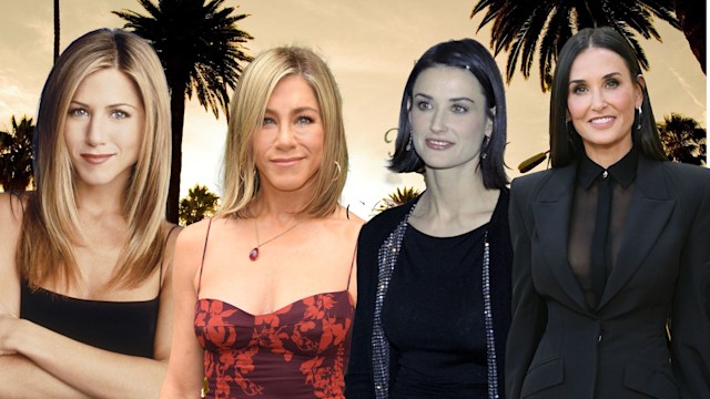 young Jennifer Aniston with Jennifer today with young Demi Moore and demi today