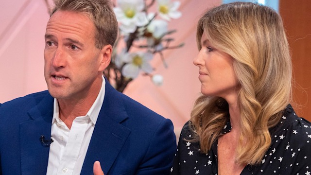 Ben Fogle frowning and gesturing next to his wife Marina on Lorraine