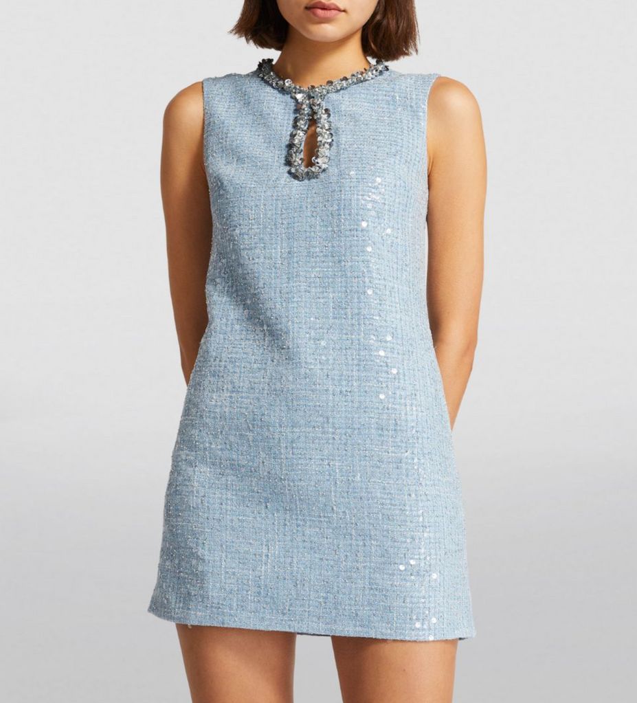 Self Portrait Bouclé Sequin-Embellished Mini Dress