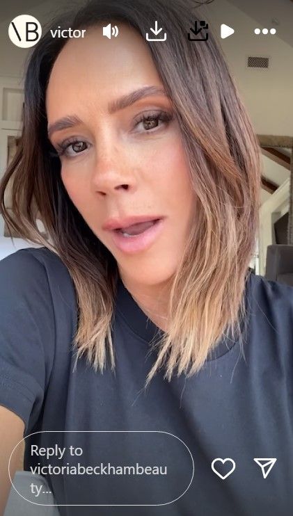 Victoria Beckham wearing a black T-shirt on Instagram