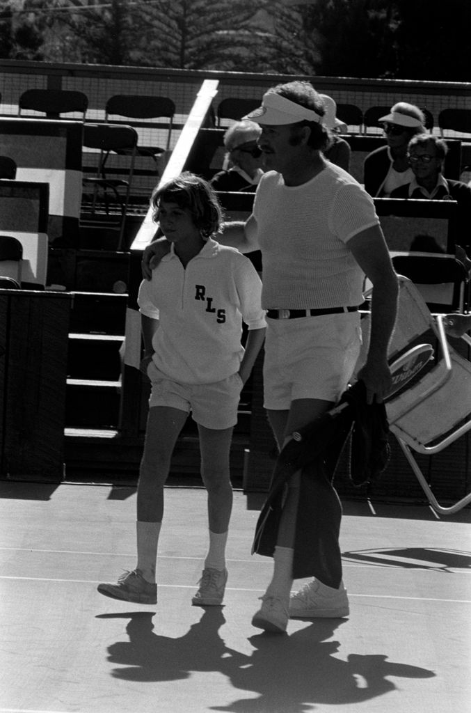 Gene Hackman and his son Christopher attend the Fourth Annual Clint Eastwood Celebrity Tennis Tournament at the Beach and Tennis Club in Pebble Beach, California, on July 7, 1973