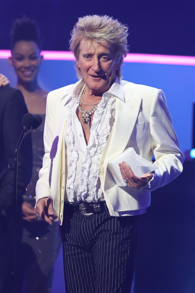 Rod Stewart onstage at the 2025 American Music Awards