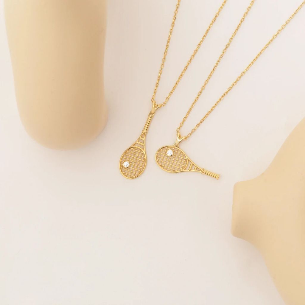 Helios Gold 14k Tennis Racket Necklace
