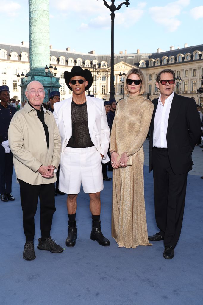 David Geffen, Donovan Michaels, Lady Jemma Mornington and Arpad Busson attend Vogue World: Paris at Place Vendome on June 23, 2024 in Paris, France