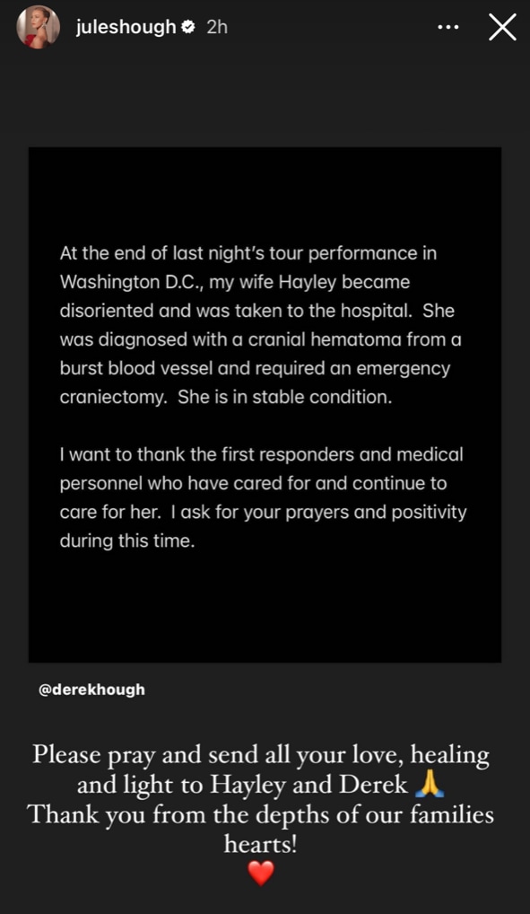 Julianne asked for support on her story