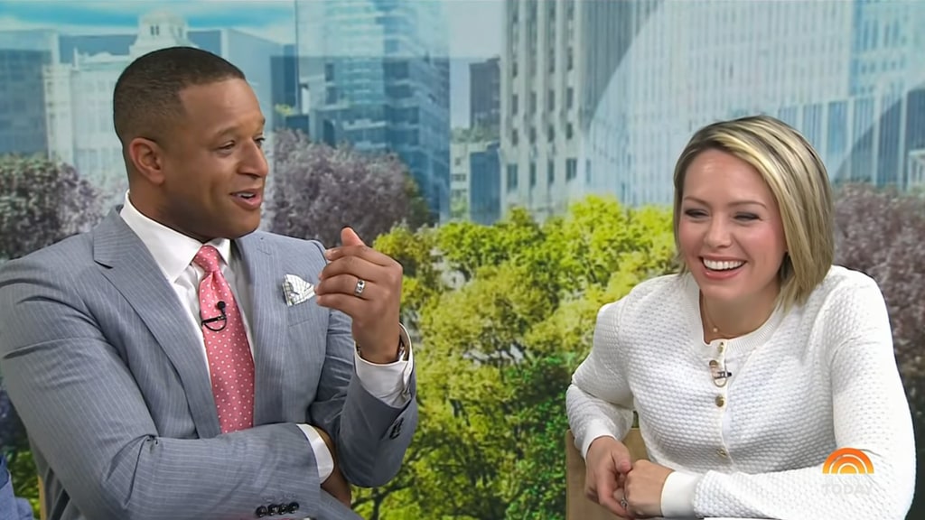 Dylan Dreyer laughing while joking with Craig Melvin on the Today Show 