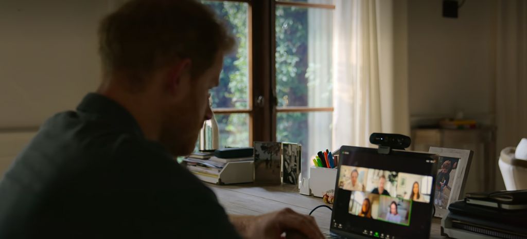 Prince Harry seen on video call