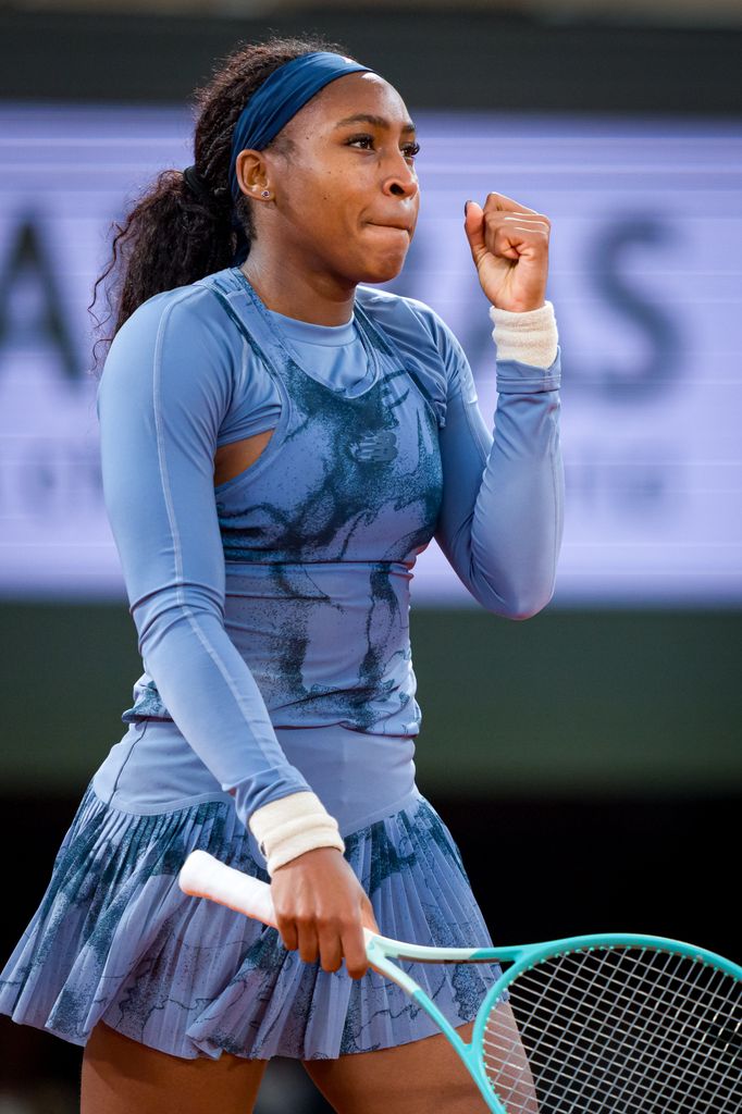 Coco Gauff of United States celebrates her victory against Madison Keys of United States in the Women's Singles Quarter Final match 