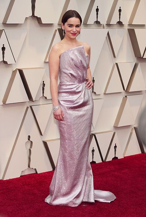 emilia clarke purple dress oscars