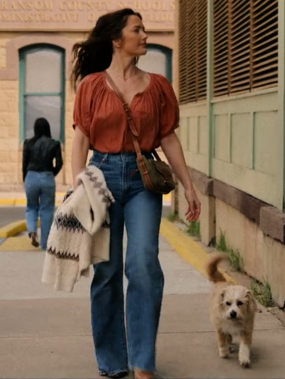 ransom canyon quinn wearing doen blouse and levis in episode 1