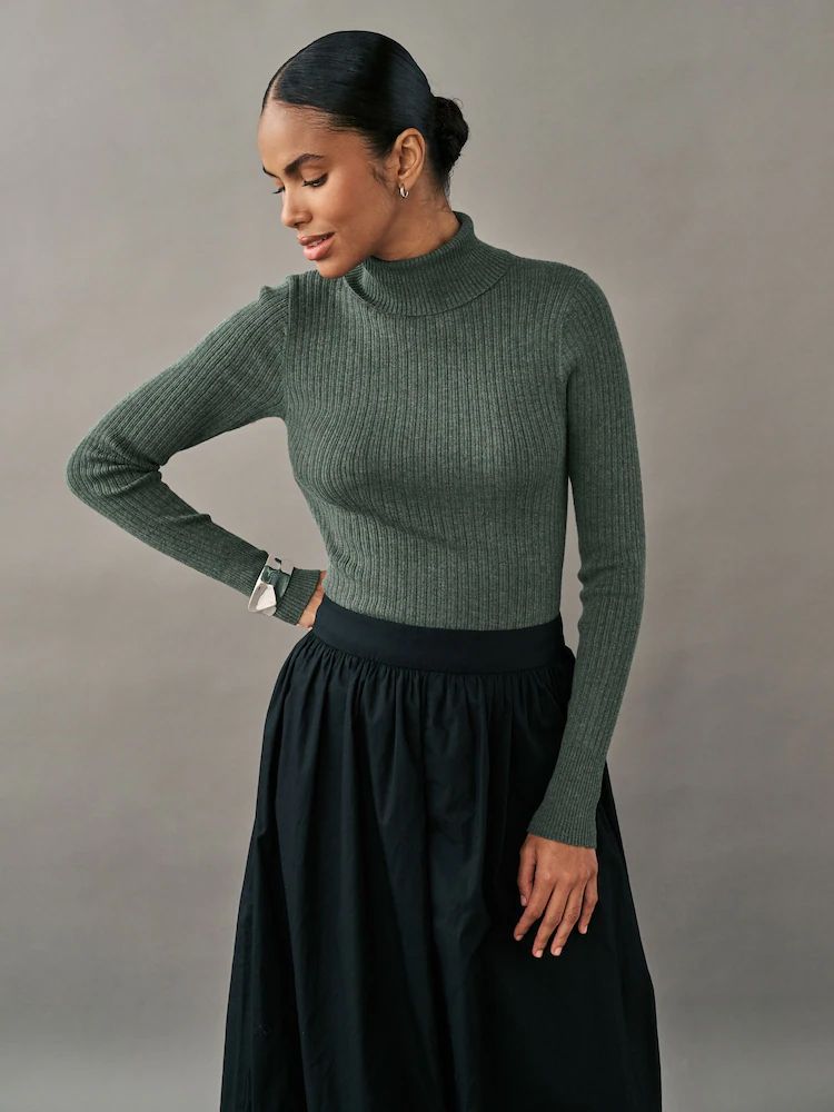 Next High Roll Neck Rib Knitted Jumper