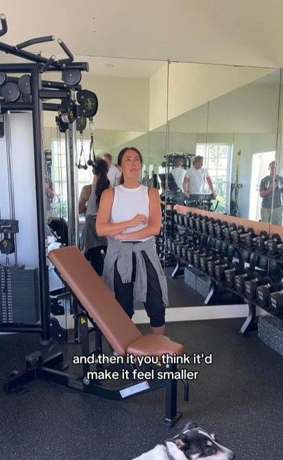 joanna gaines standing inside home gym