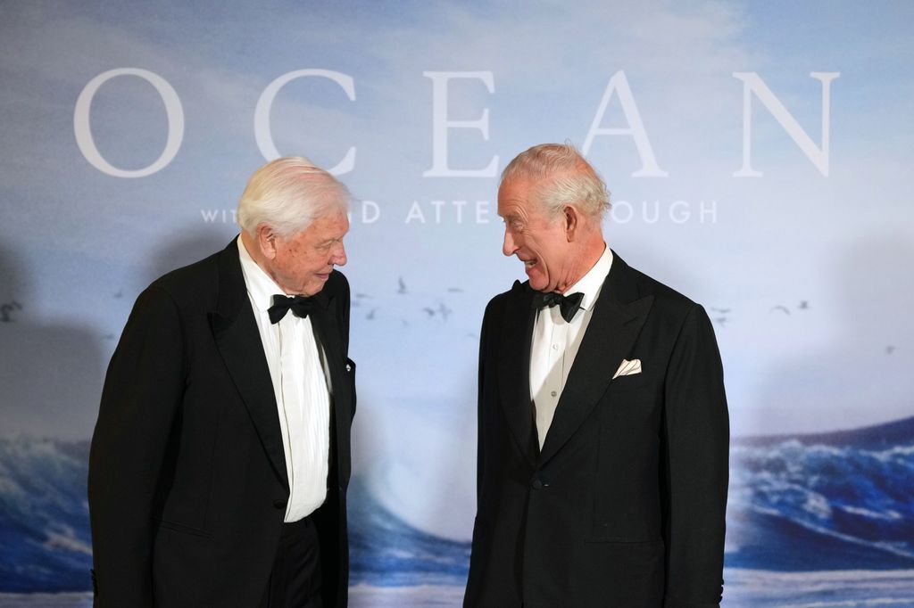 King Charles laughing with David Attenborough