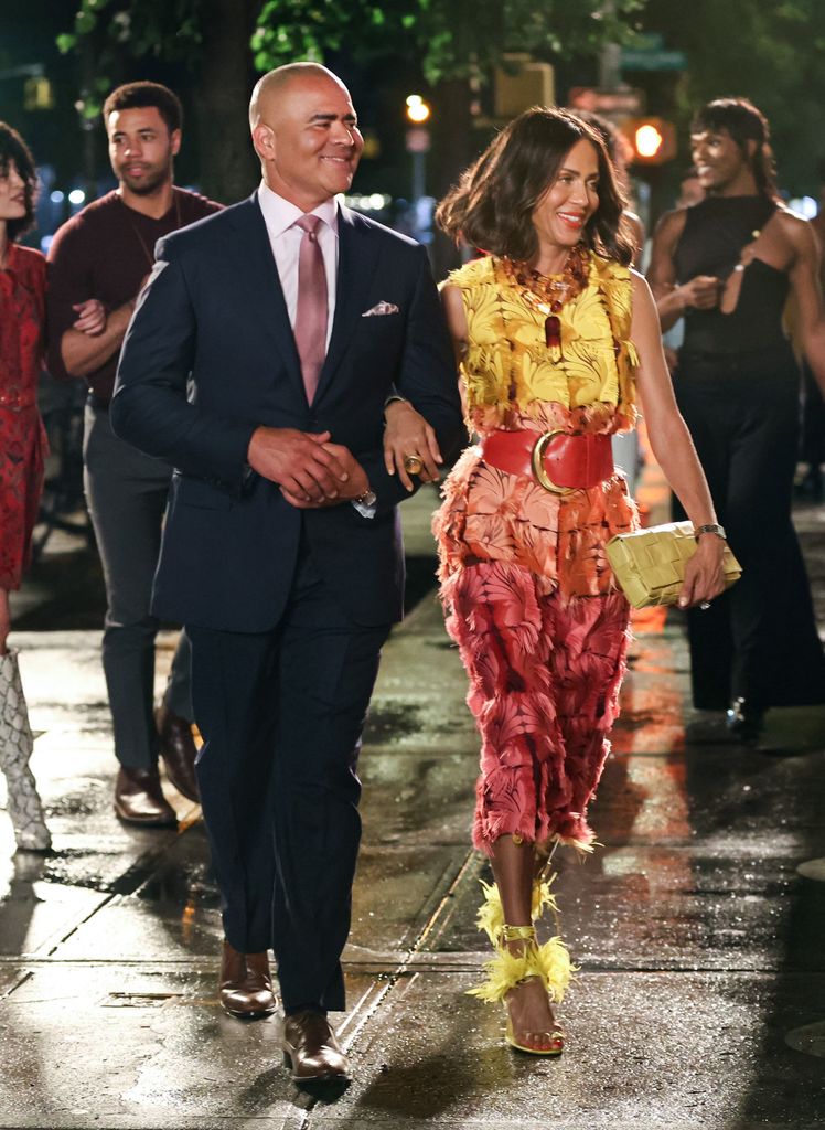 Christopher Jackson and Nicole Ari Parker are seen on film set of the 'And Just Like That' TV Series on June 05, 2024 in New York City.