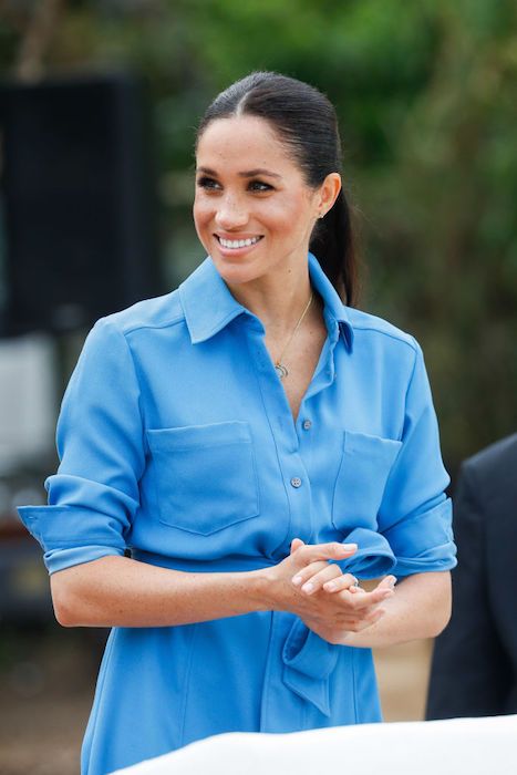 meghan blue shirt dress