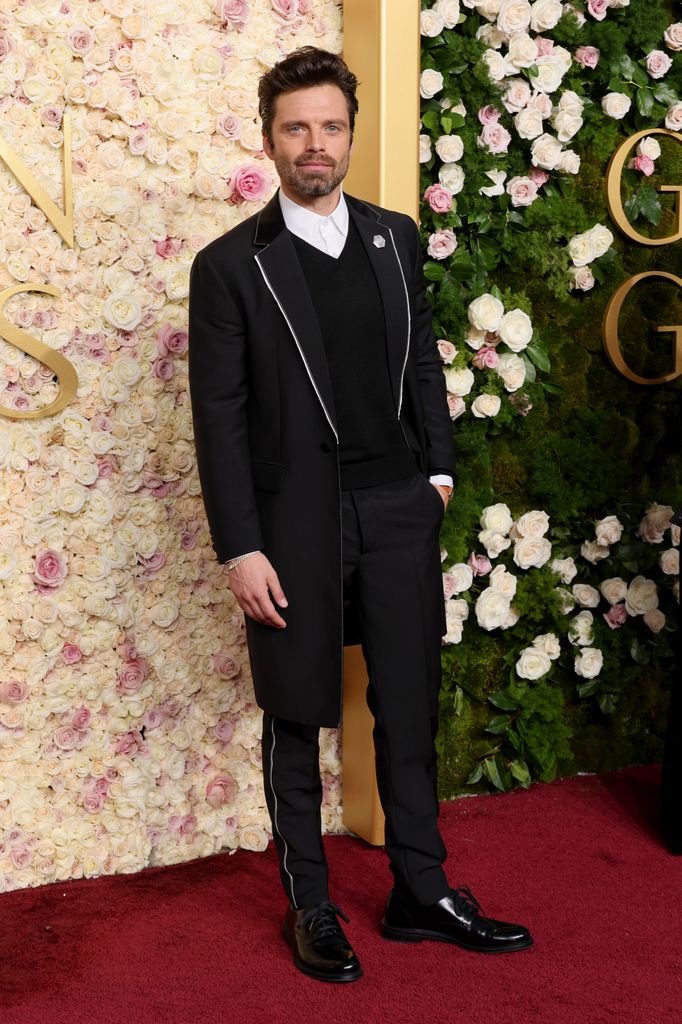 photo of sebastian stan in suit at golden globes