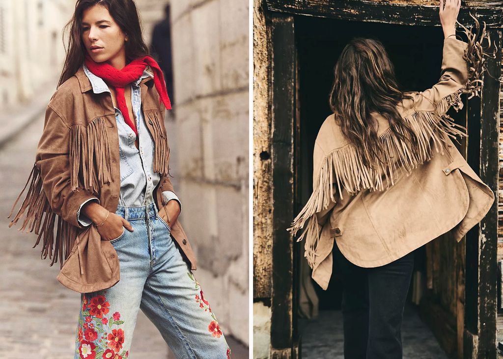 Free People suede fringed jacket western inspired