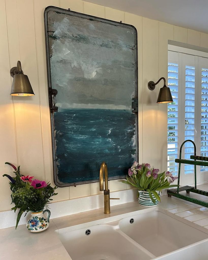 Ben Fogle's sea painting above kitchen sink