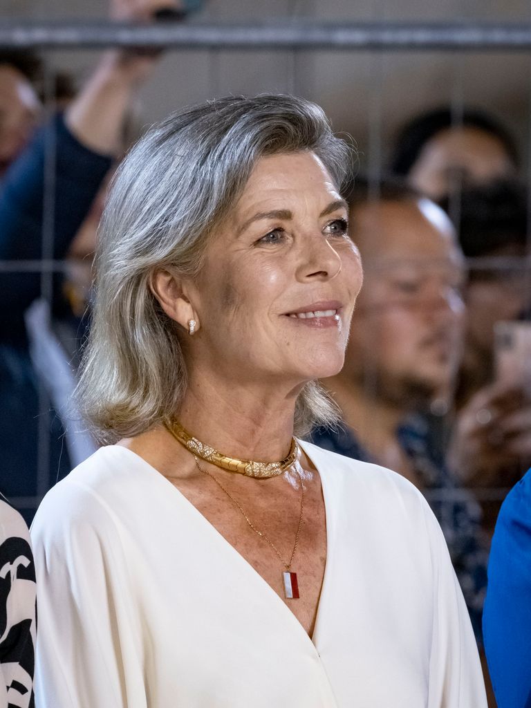 Princess Caroline in a white dress