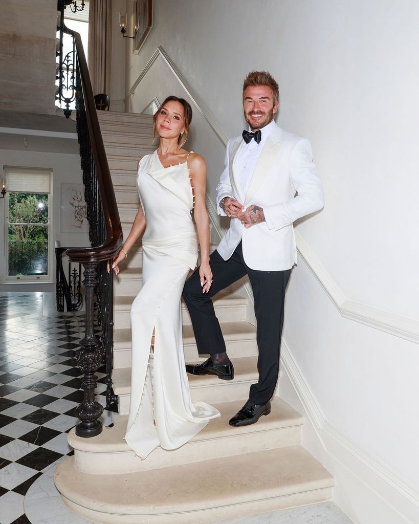 Victoria Beckham and David Beckham wearing white Instagram