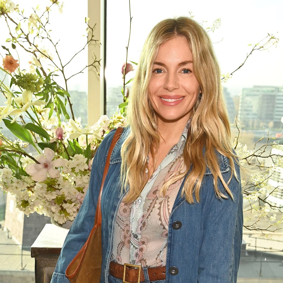 Only Sienna Miller could pull off a Canadian Tuxedo and weird shoes combo