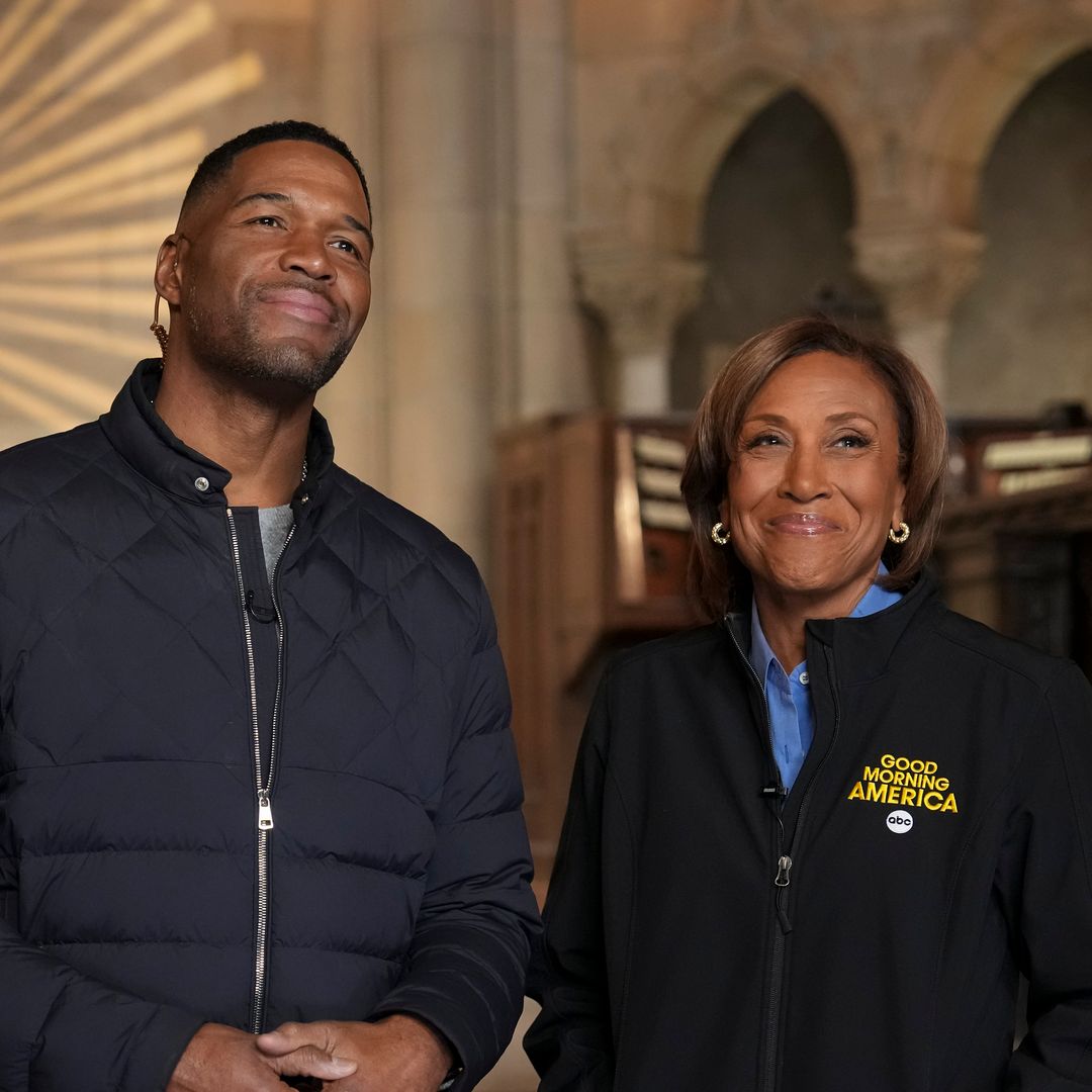 Watch Michael Strahan insult Robin Roberts on-air as she warns 'don't try to clean it up now'