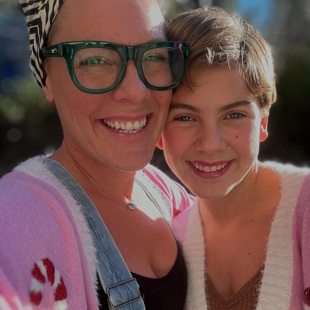 Pink's teen daughter models own designer outfit in arty $12m family home