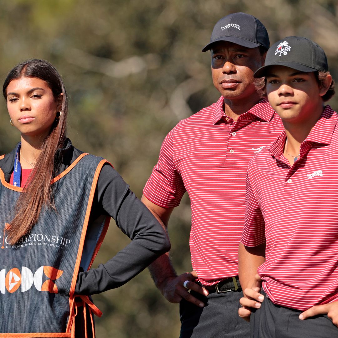 Tiger Woods leans on kids Sam and Charlie for support as he announces mother's death