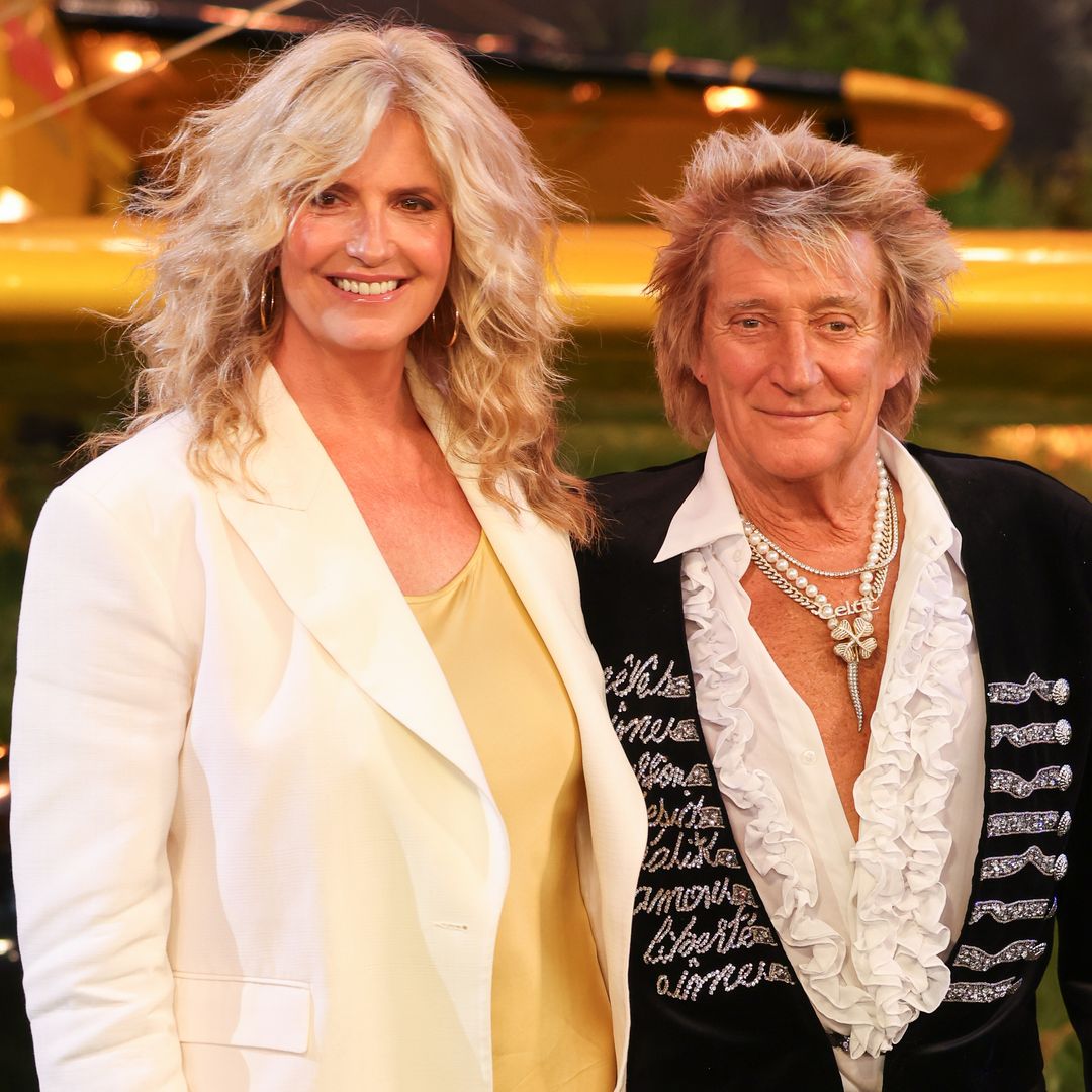 Penny Lancaster twins with husband Rod Stewart during lavish holiday