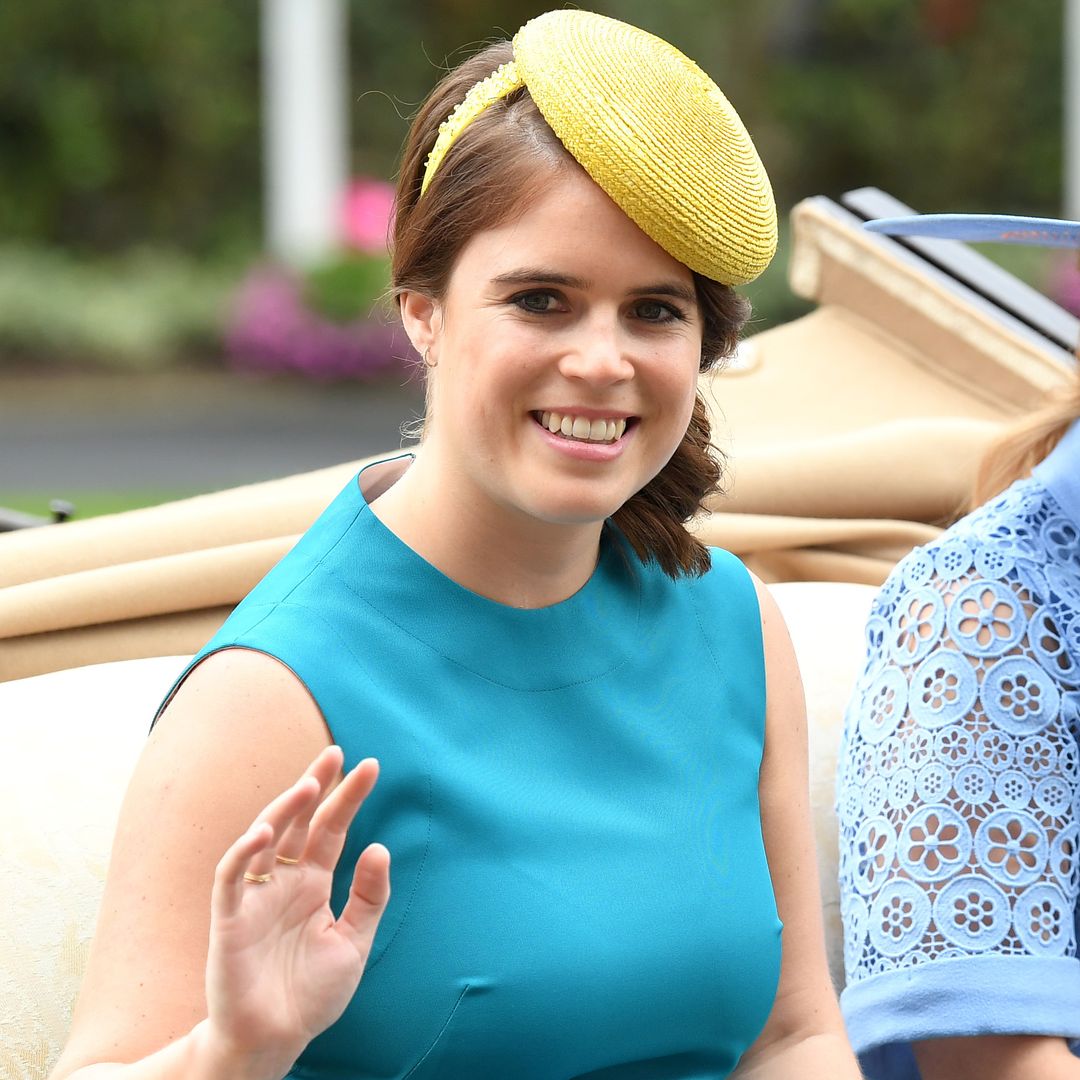 Princess Eugenie returns to parents' estate in waist-cinching Sunday best 